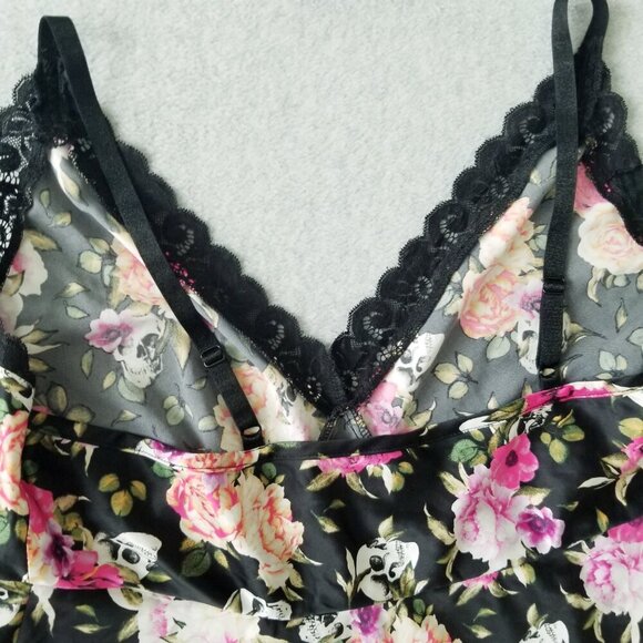 Torrid Satin Babydoll Y2K Lace Trim Floral Slip Dress Fairy Grunge Whimsigoth 2X - Picture 7 of 11